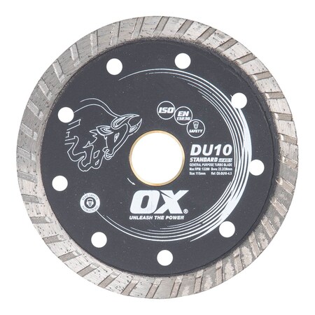 Ox Tools Standard General Purpose Turbo Diamond Blade | Diameter: 4" / 100mm | Bore: 7/8" - 5/8" / 22mm - 15mm OX-DU10-4